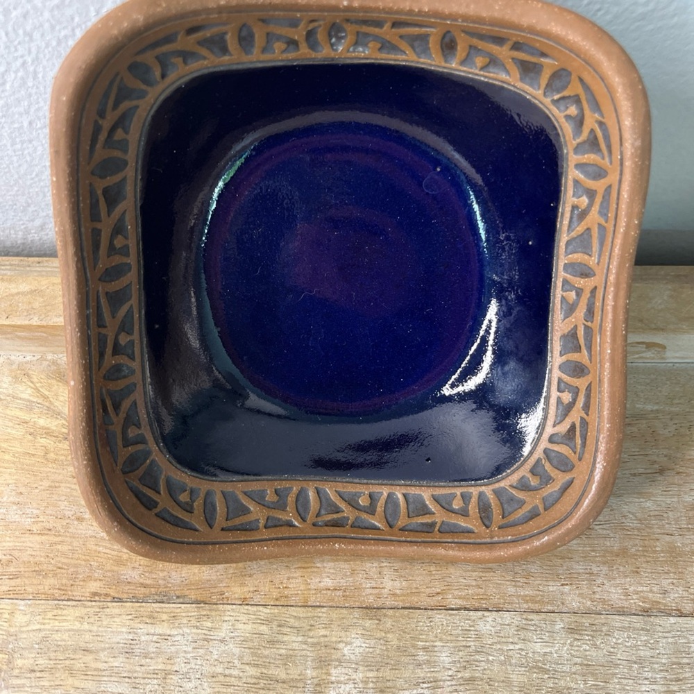 KB Smith Pottery Square Bowl Southwest Arizona Clay 5.5" Vernon AZ 1998